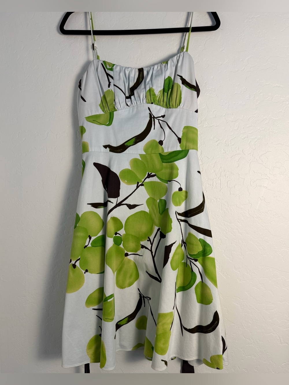 A.P.N.Y. Women's Size 10 Padded Bodice White/Green Pair Print Sundress